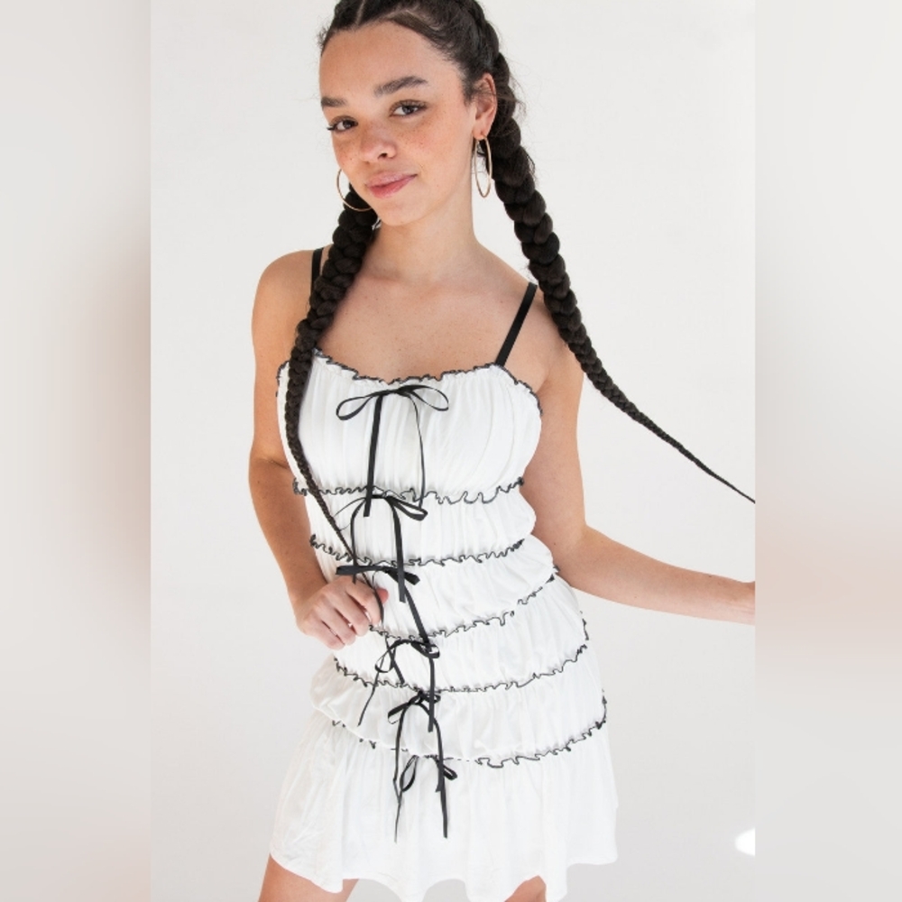 White Dress with Black Accents